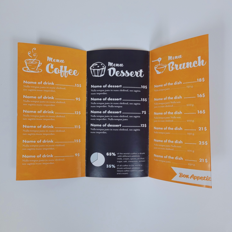 11x17 Tri-fold Menus (Finished Size 5.6 x 11)