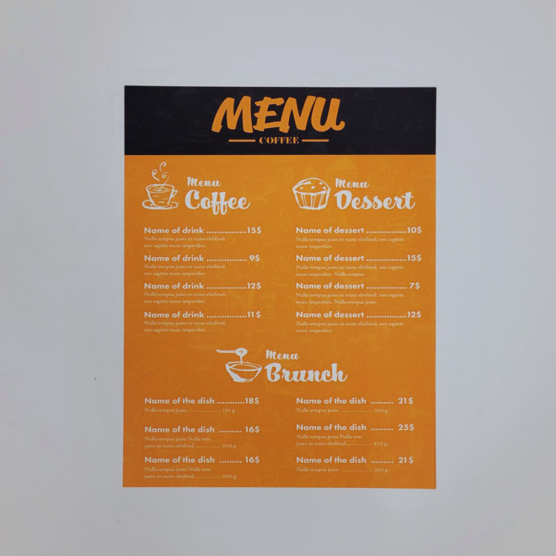 Water Proof Synthetic Menus