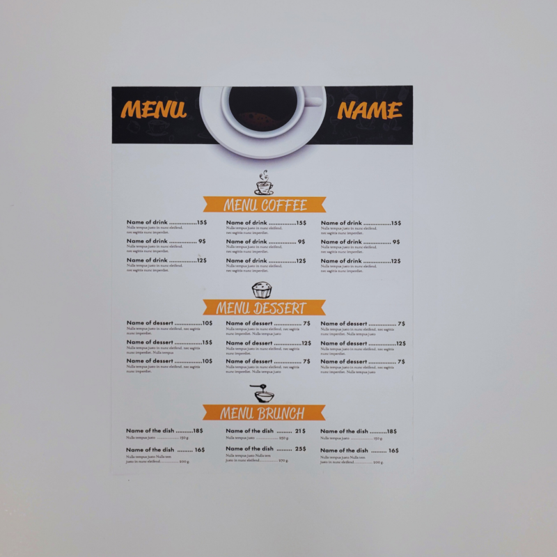 Water Proof Synthetic Menus